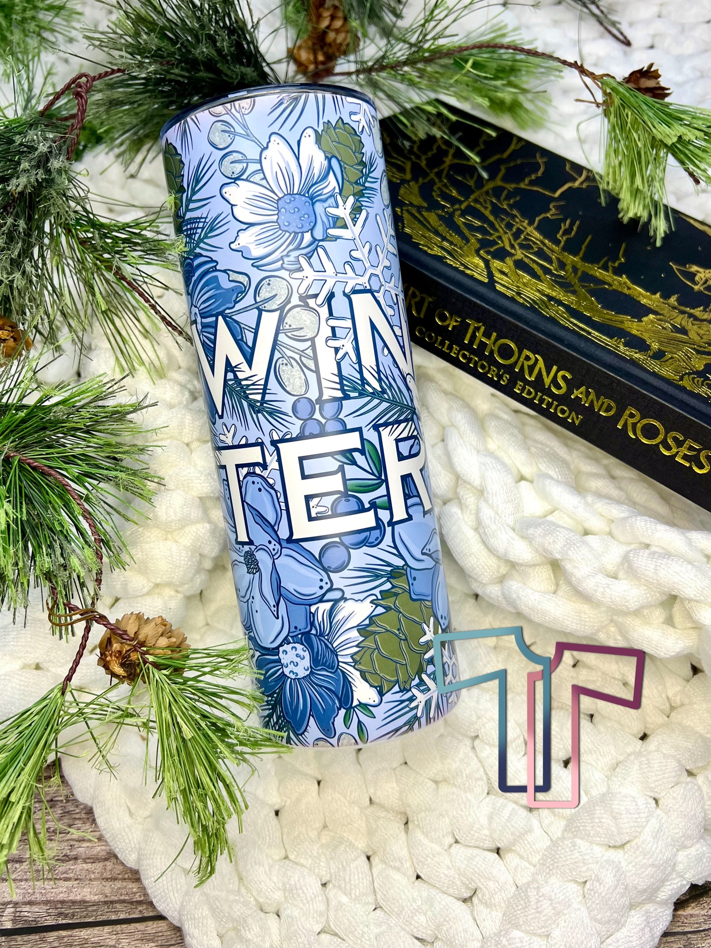 Winter Court Floral 20oz Stainless Steel Tumbler