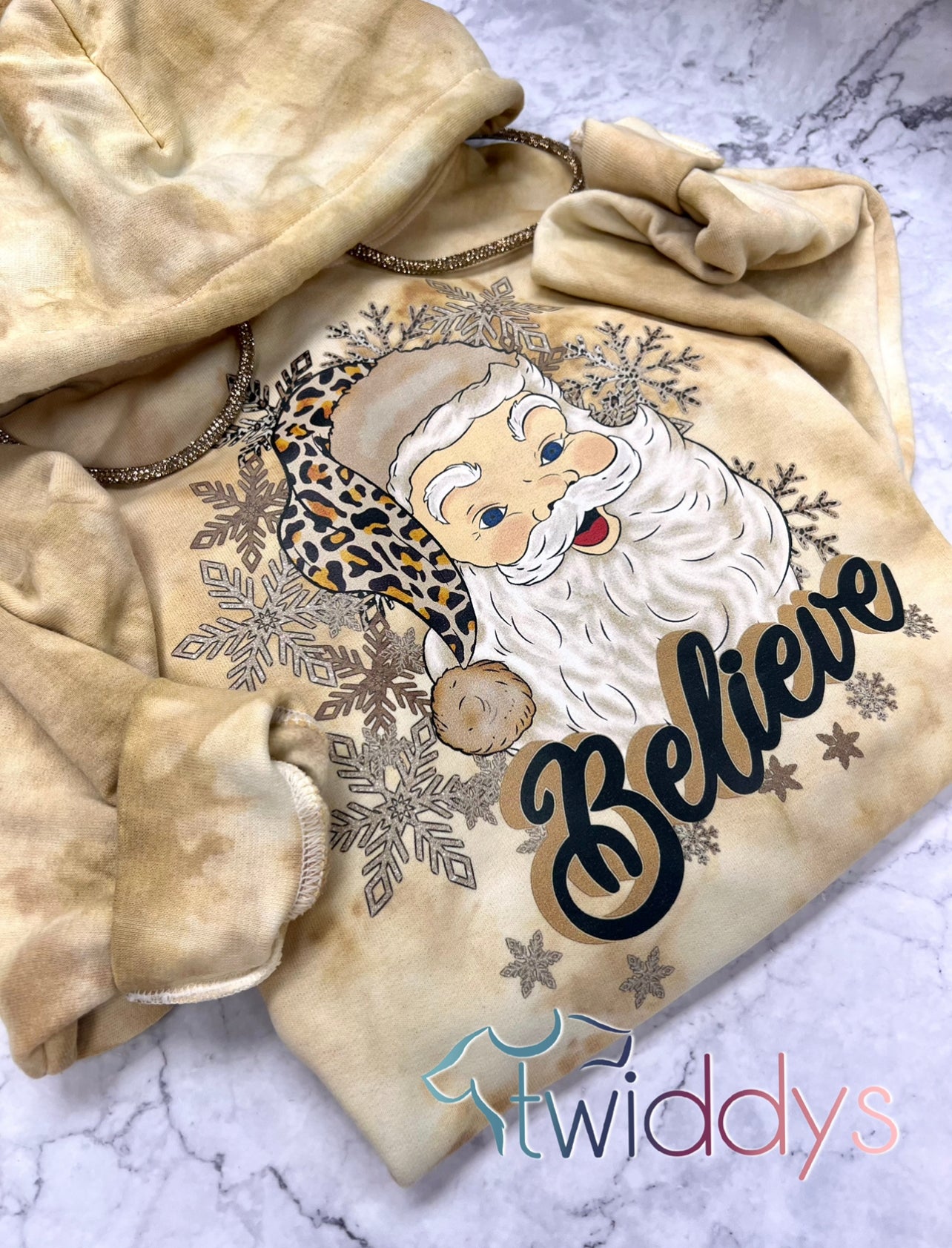 Believe Santa (Gold) Dyed Hoodie