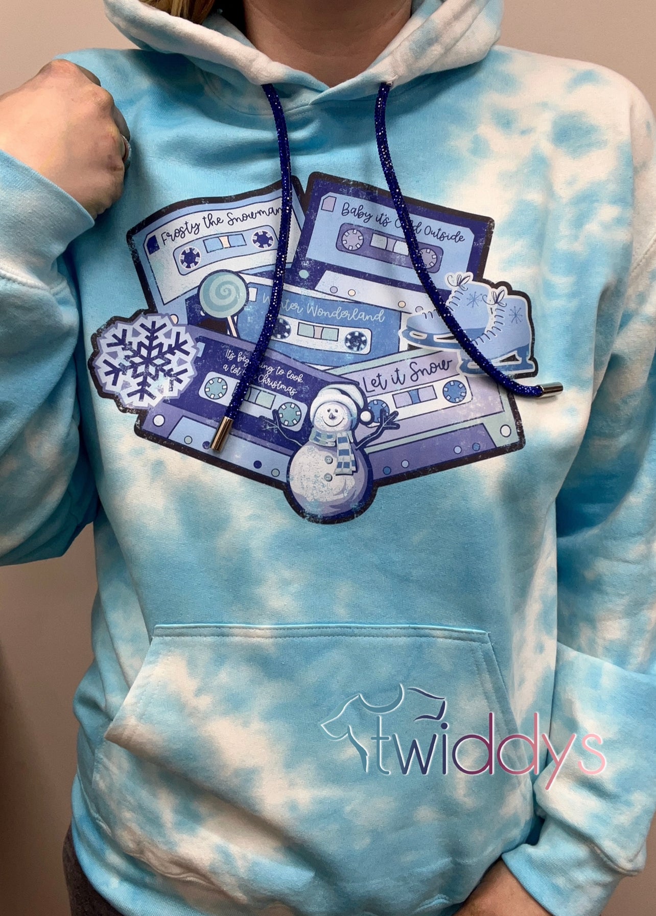 Blue Christmas Mixed Tapes  Dyed Hoodie